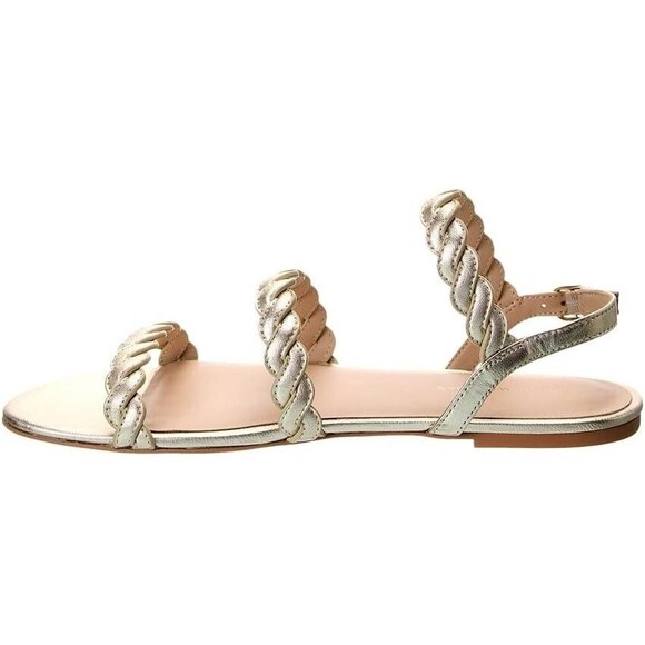 Stuart Weitzman Women's Platino Gold Twistie Leather Slingback Sandals 8.5 EU 39 - Picture 2 of 7